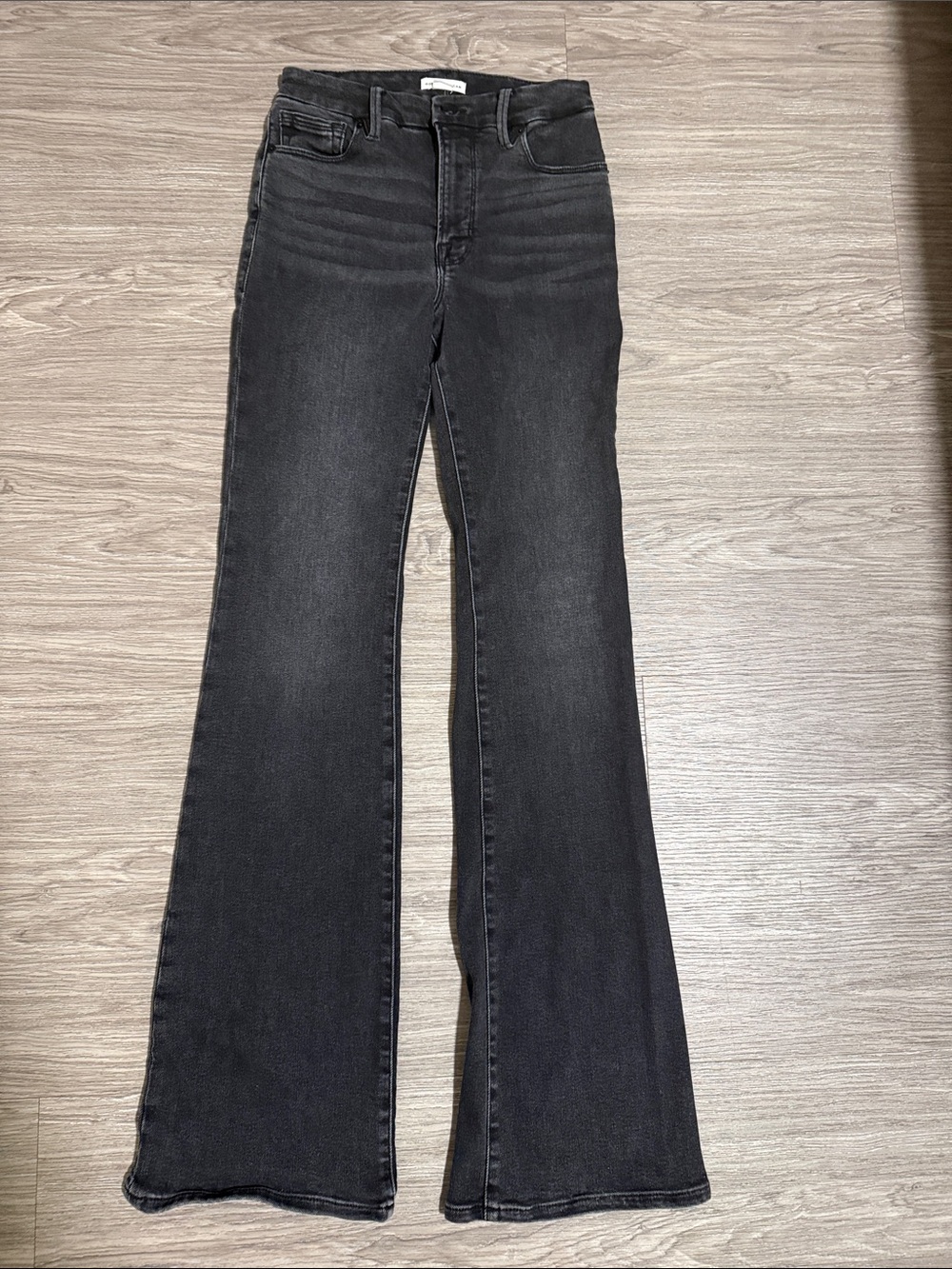 Good American Washed Black High-Rise Flare Jeans Sz 0/25